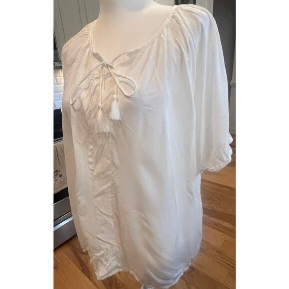 BROADWAY COLLECTION SHORT SLEEVE V NECK WITH TIE WOMENS TOP SIZE XL - Picture 9 of 9